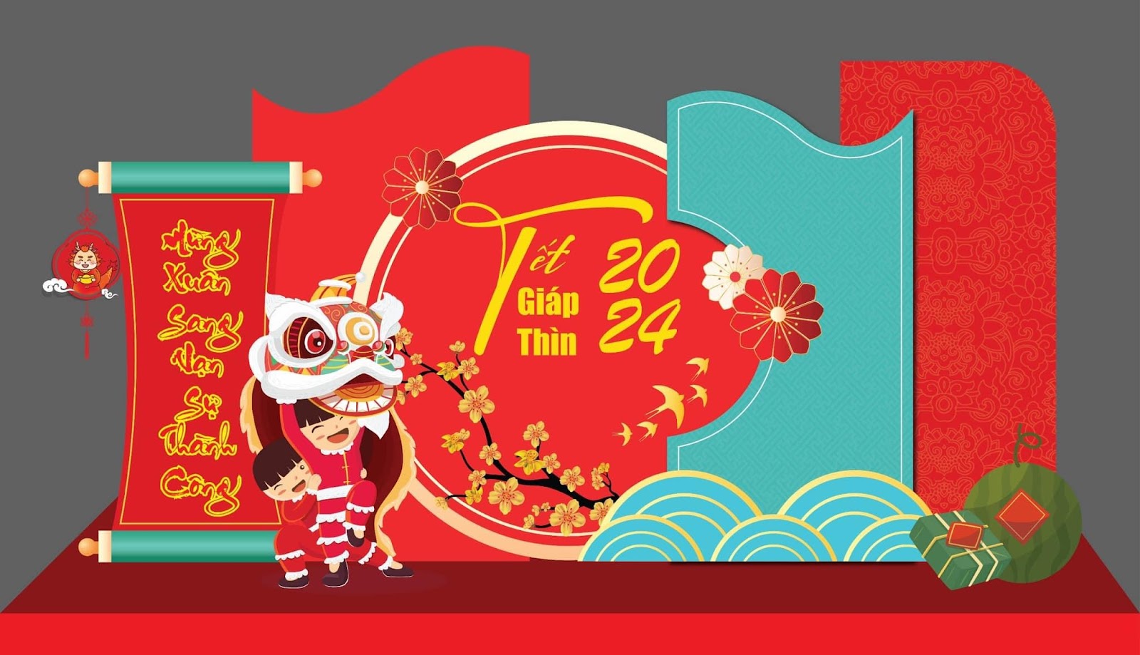 Dịch vụ trang trí Tết ở khu đô thị Ngoại Giao Đoàn