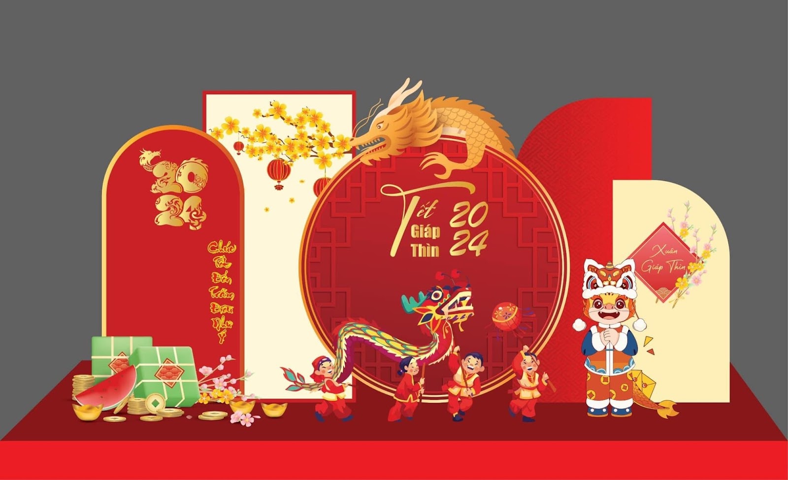 Dịch vụ trang trí Tết ở khu đô thị Trung Hòa – Nhân Chính